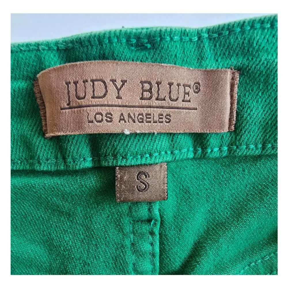 Judy Blue Tummy Control Denim Shorts, Green, High Waist, Jean, Stretchy, Sz S